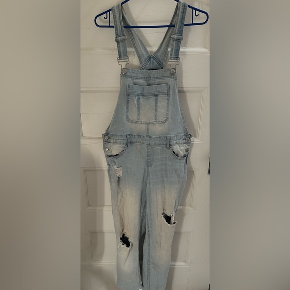 Blue spice distressed overalls - Picture 2 of 6